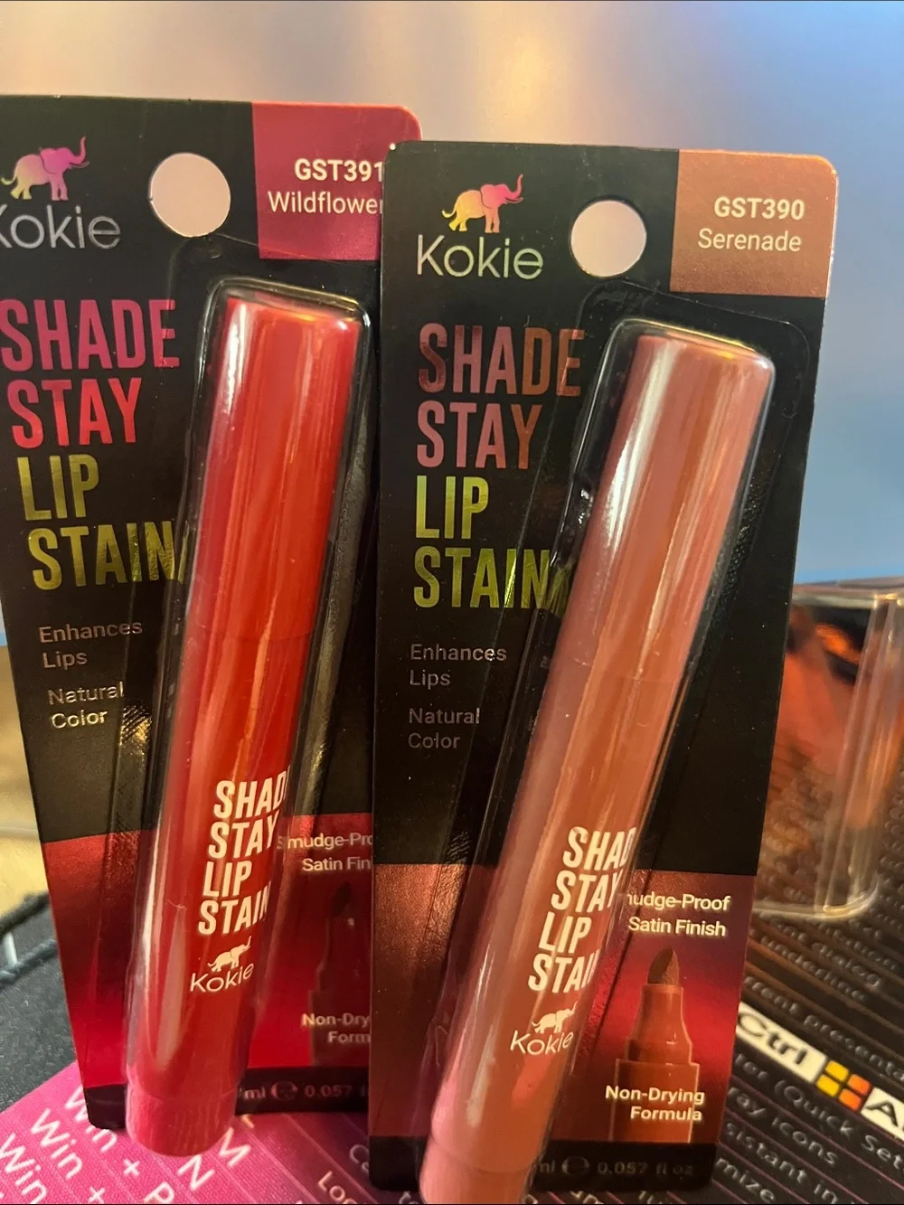 Kokie Shade Stay Lip Stain Duo — Red (Wildflower) & Mauve (Serenade)